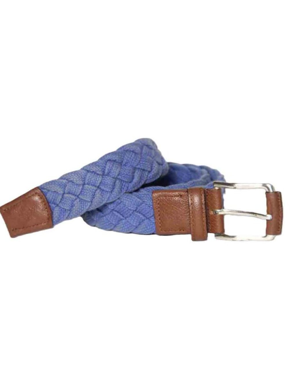Peter Millar Braided Cotton and Leather Belt Blue Brown Men's Size 32 FITS 30